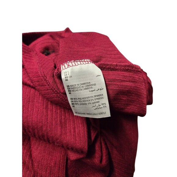 Jenni Pajama Top Womens Small Berry Wine Long Sleeve Ribbed Knit Split Neck - Picture 4 of 5